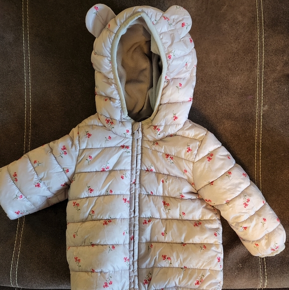 Old Navy Other - 12-18 month girl's winter coat with ears. Purple with red flowers. Old Navy.